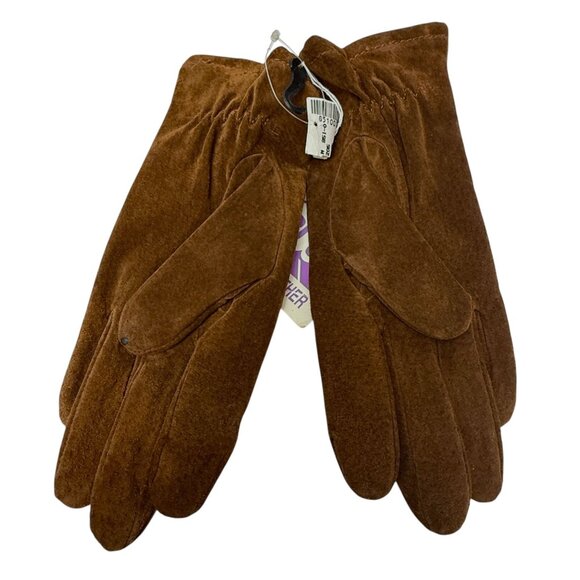 GRANDOE Brown Suede Gloves Womens Medium Genuine Leather - Picture 2 of 11